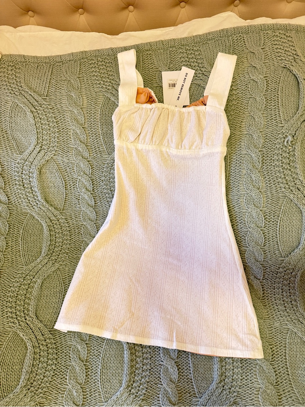 With Jean White Pointelle Mini Dress, XS - Picture 4 of 5